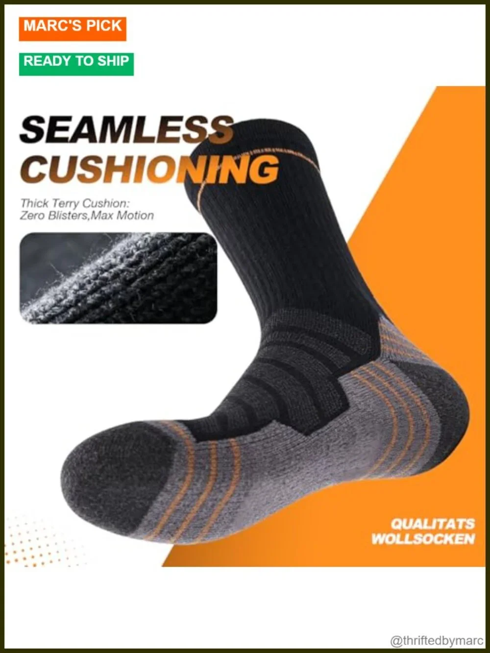 Merino Wool Hiking Crew Socks for Men & Women, Thermal,Cushioned Anti-Blister